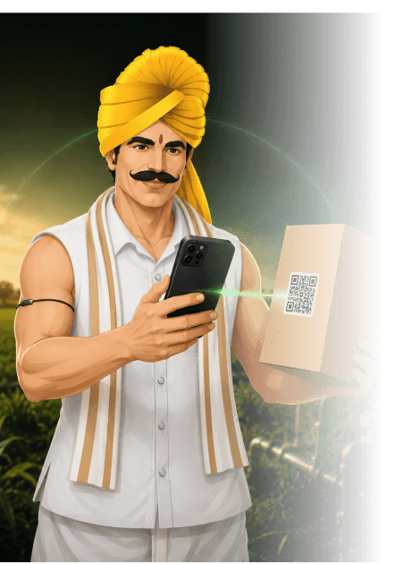 Farmer scanning QR code